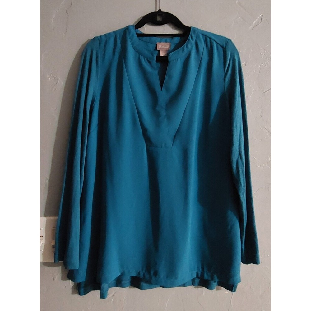 Chico's Topss Blouse Womens 1(M), Style Tunic, Polyester, 19 Inch Of Armp To...